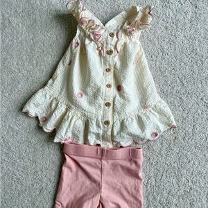 Happily Grey Kids Cream Button-Front Ruffle Top with Shorts